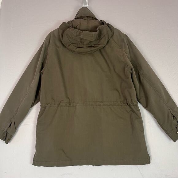 Eddie Bauer Chore Coat Mens Large Army Green Gorpcore Hooded Utility Barn Jacket - Picture 3 of 12